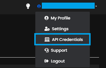 Access API Credentials menu