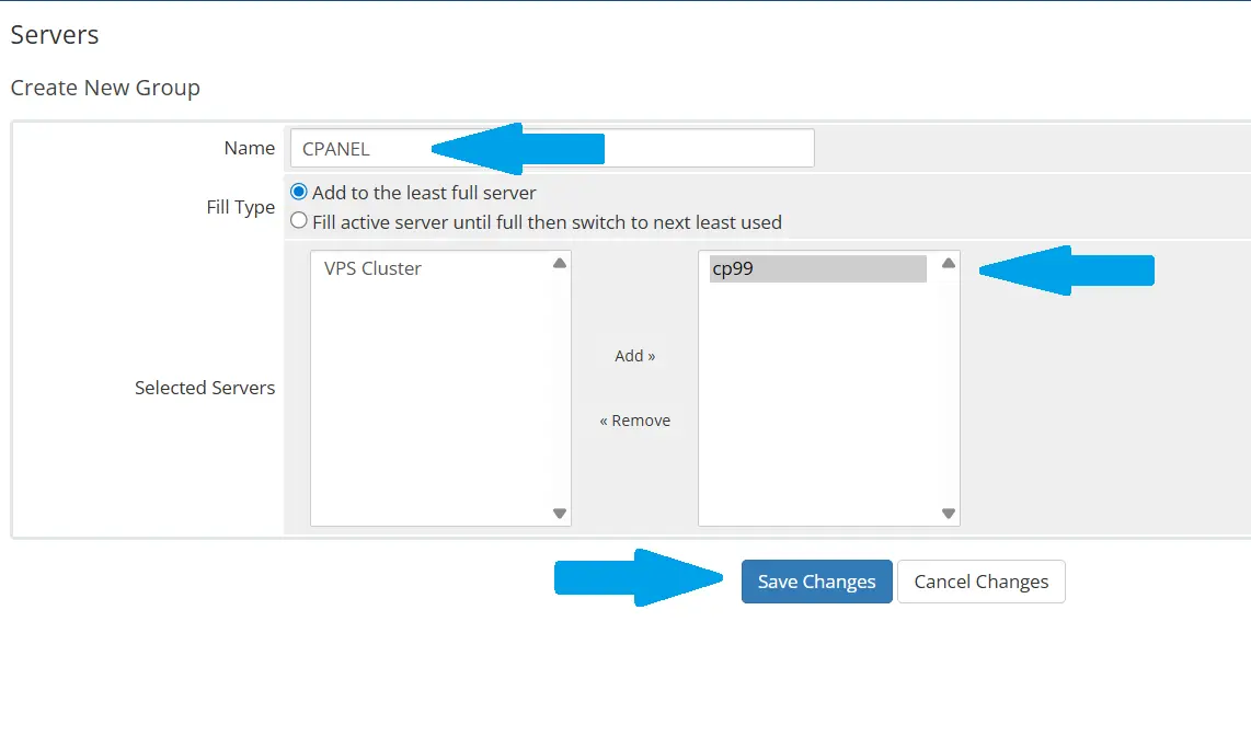 How To Link Your Reseller Server To Whmcs For Automated Provisioning Image 10 Give server group a name, add server(s), select fill type, and save changes