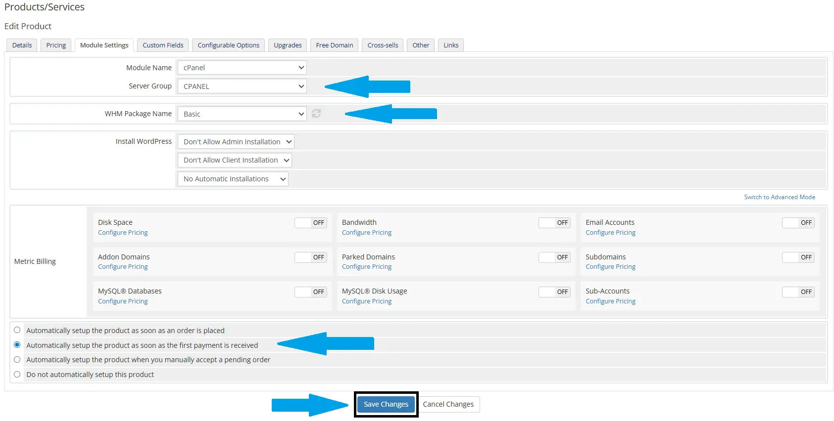 How To Link Your Reseller Server To Whmcs For Automated Provisioning Image 17 Configure product module settings
