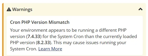 WHMCS Cron PHP Version Mismatch