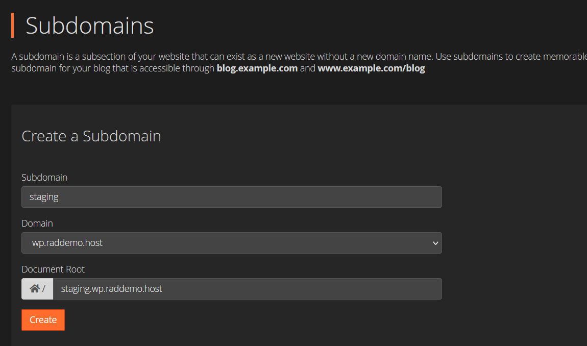 Configure a Dedicated Subdomain for  WordPress Staging