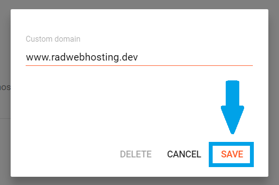 Enter custom domain and click save