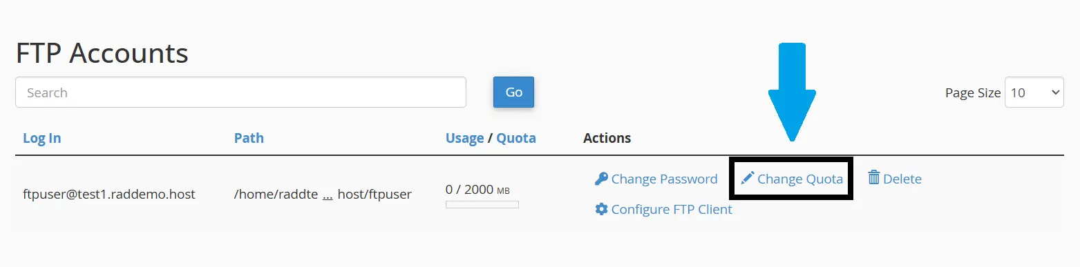 Click to Change Quota