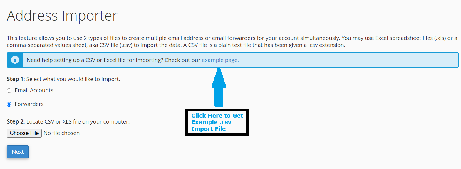 Click to get example .CSV import file