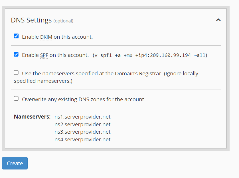 Configure Account DNS Settings
