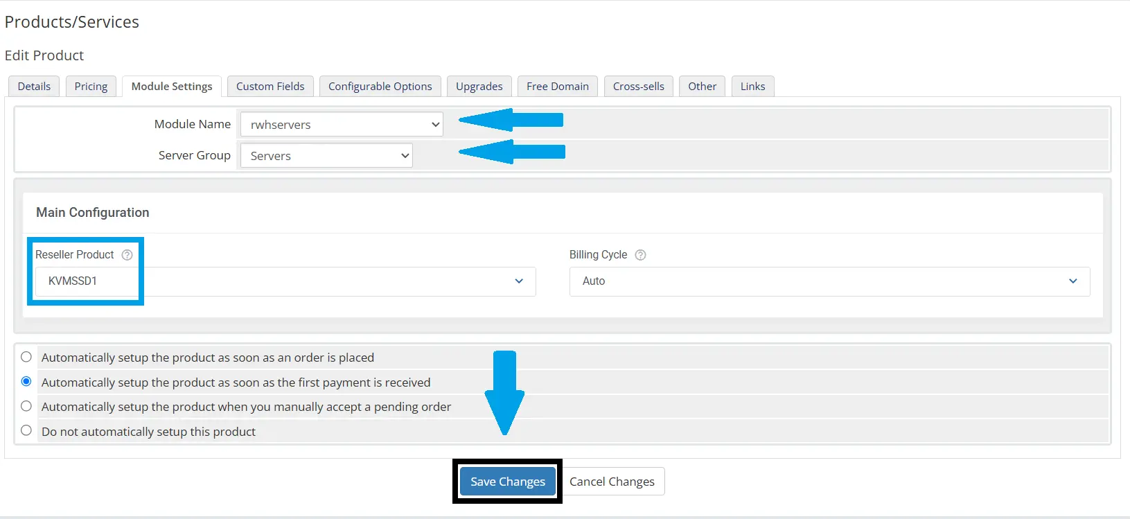 Configure Product Module Settings