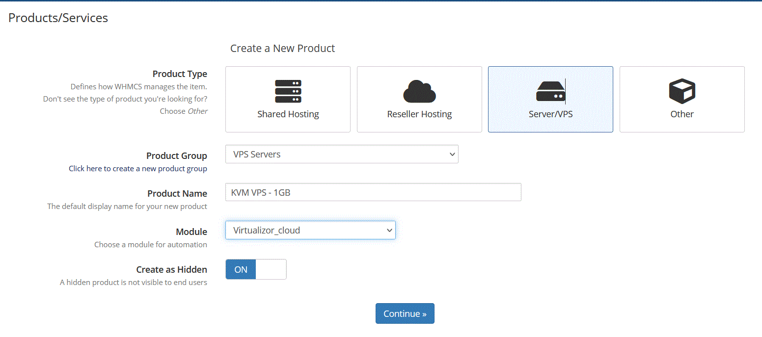 Configure WHMCS product