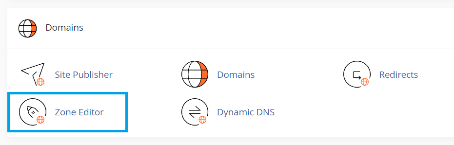 Click Zone Editor from the Domains section of cPanel