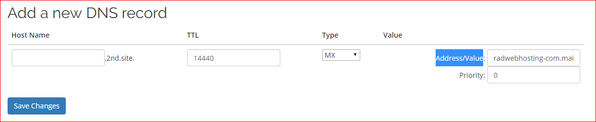 Create MX record for Office 365 Exchange email server