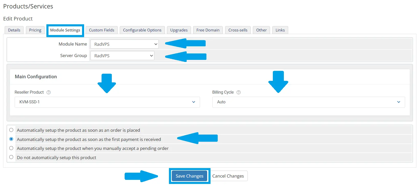 Configure Product Module Settings