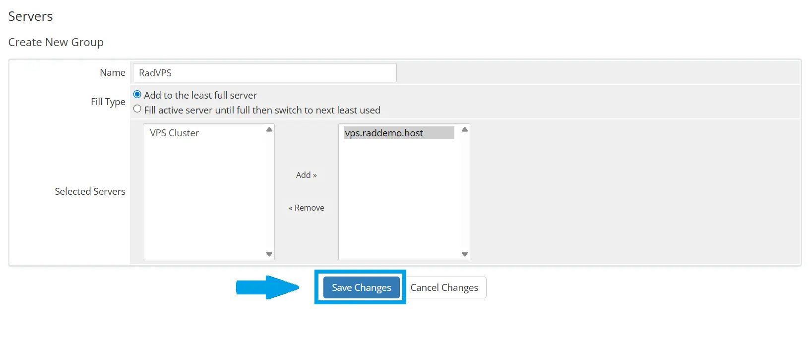 Create new server group