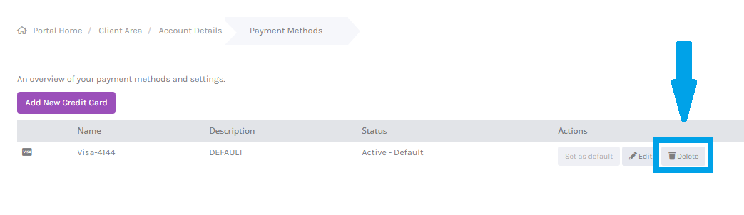 delete credit card payment methods