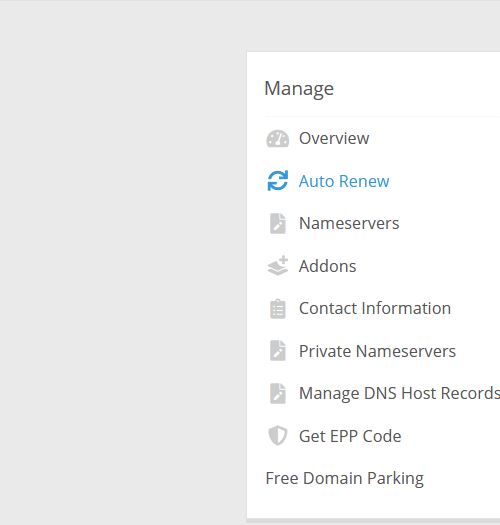 Click to access the Domain Auto-Renewal settings