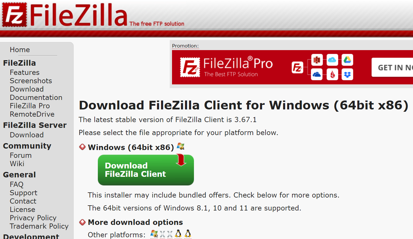 Install FileZilla for Windows