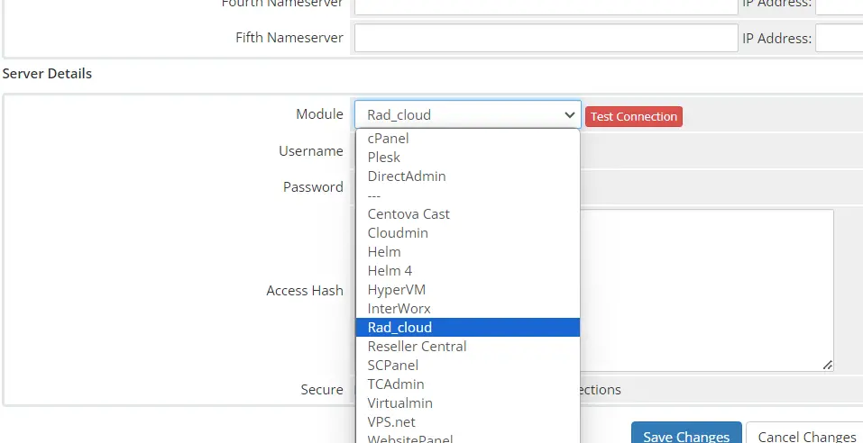Select Rad_cloud server