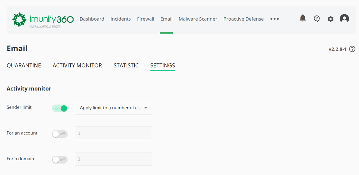 Imunify Email Settings