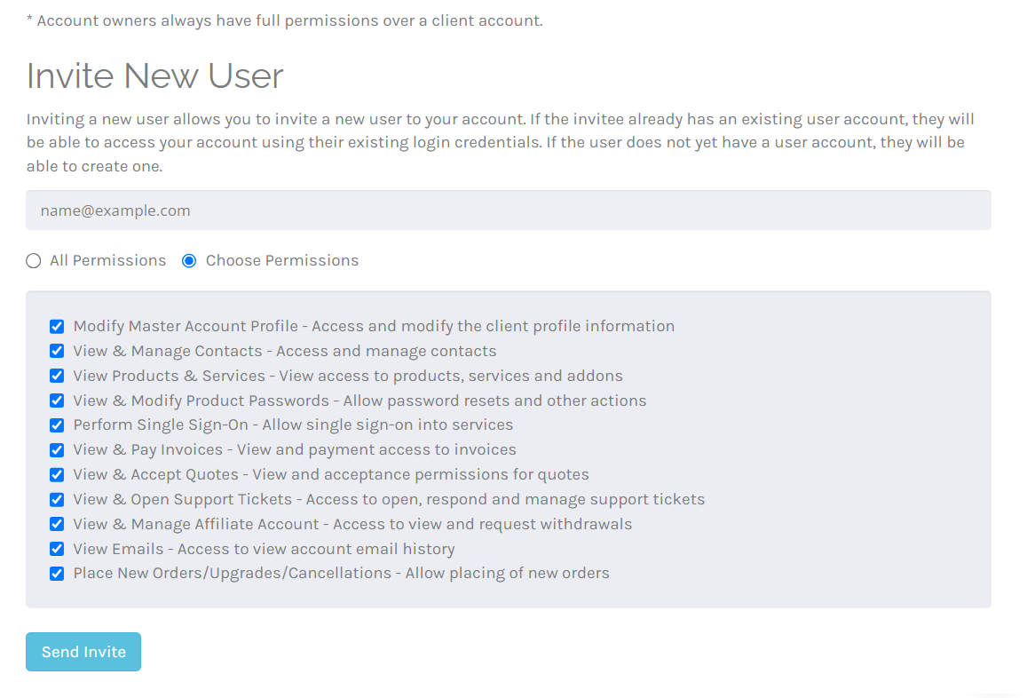 Invite new users and configure their permissions