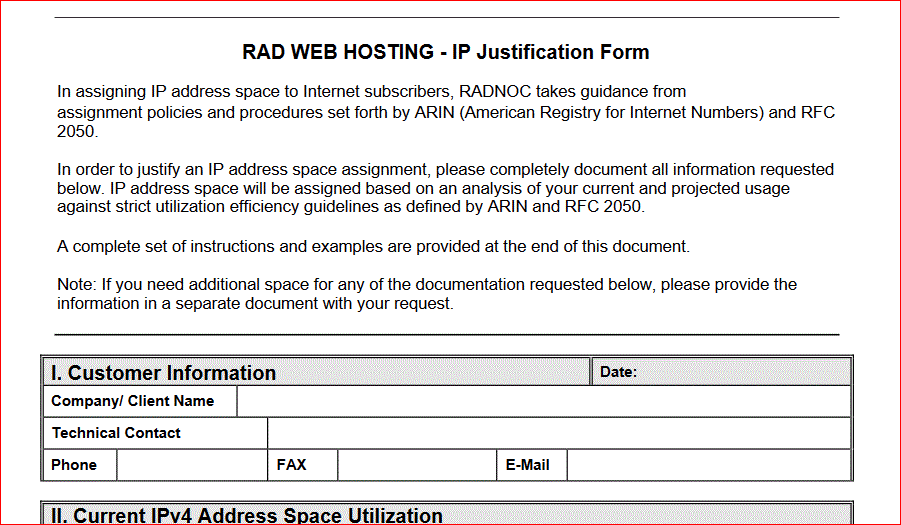IP Justification form