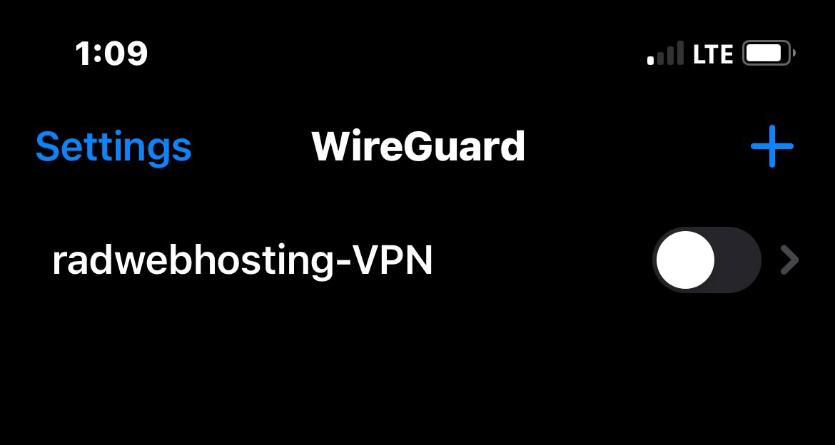 Navigate to the VPN configuration list in the WireGuard app
