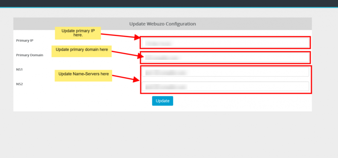 Modify Primary Domain of Webuzo Server