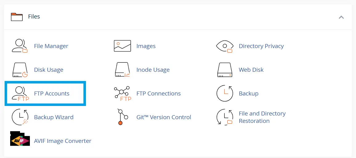 Navigate to FTP Accounts in cPanel