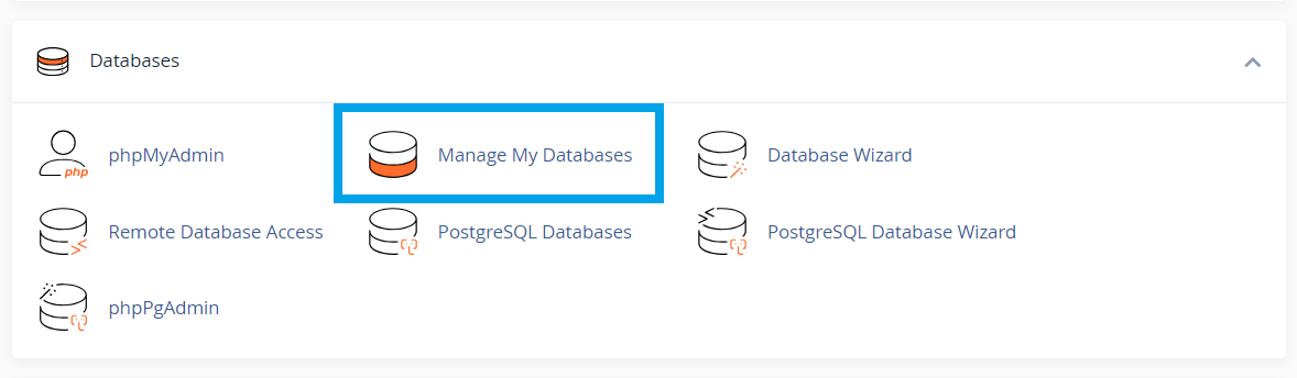 Navigate to Manage My Databases