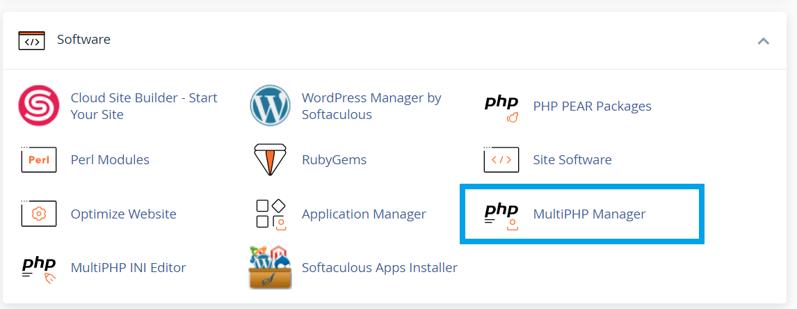 Navigate to the MultiPHP Manager in the Software section