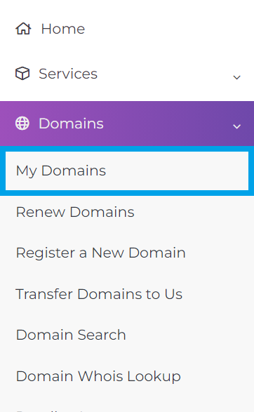 Navigate to My Domains