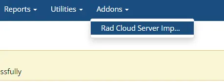 Navigate to Rad Cloud Server Importer from addons menu