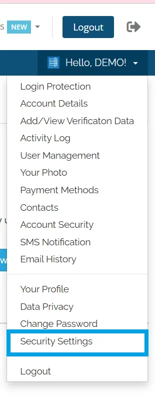navigate to Security Settings