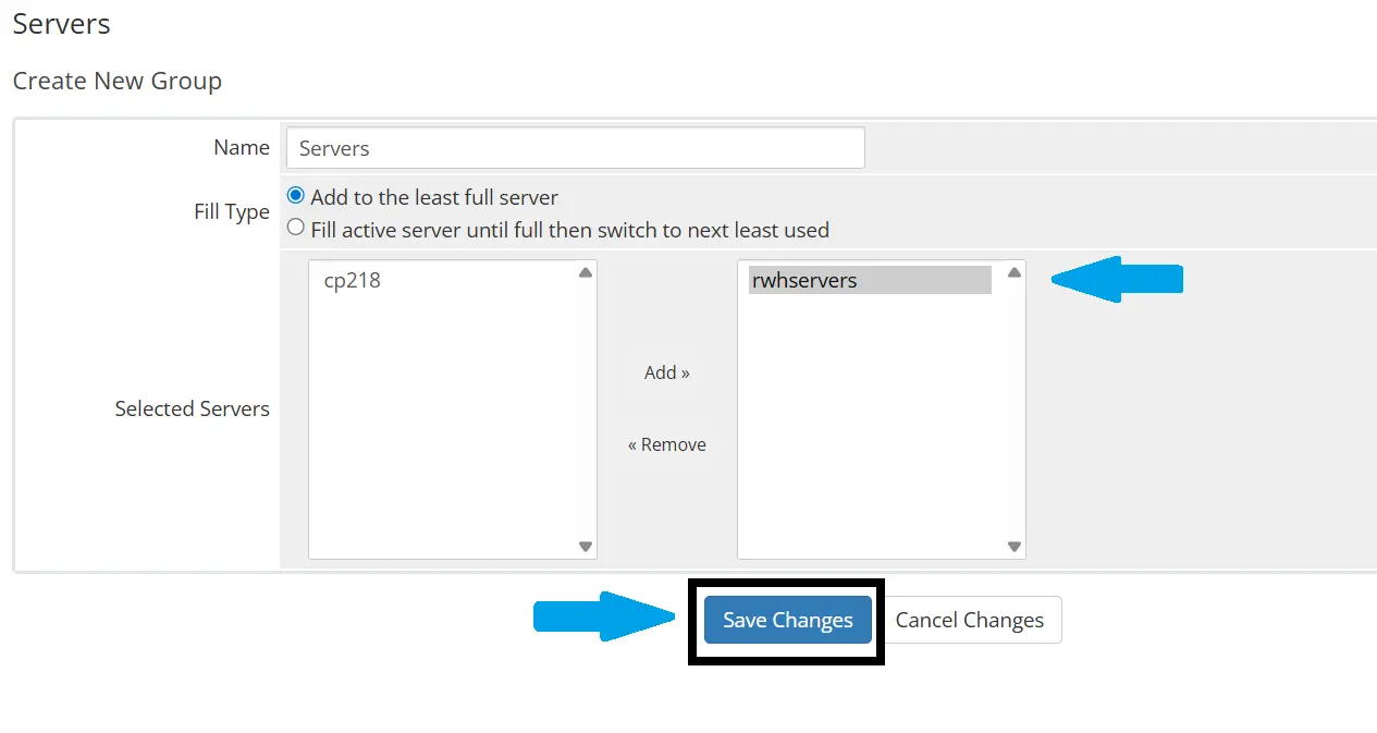 Create new server group