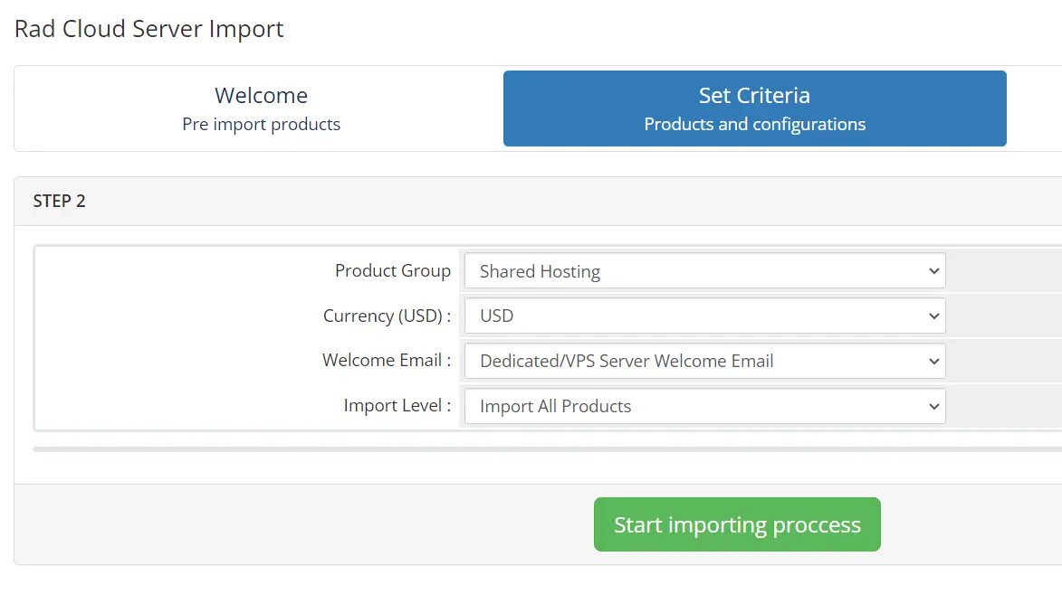 Step 2: Configure import settings