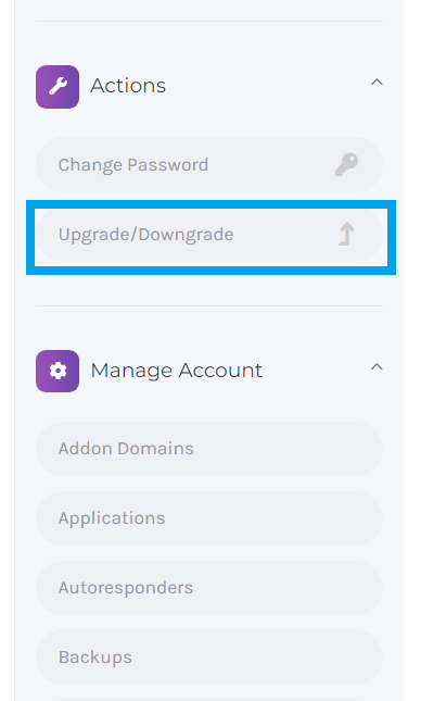 Select Upgrade/Downgrade