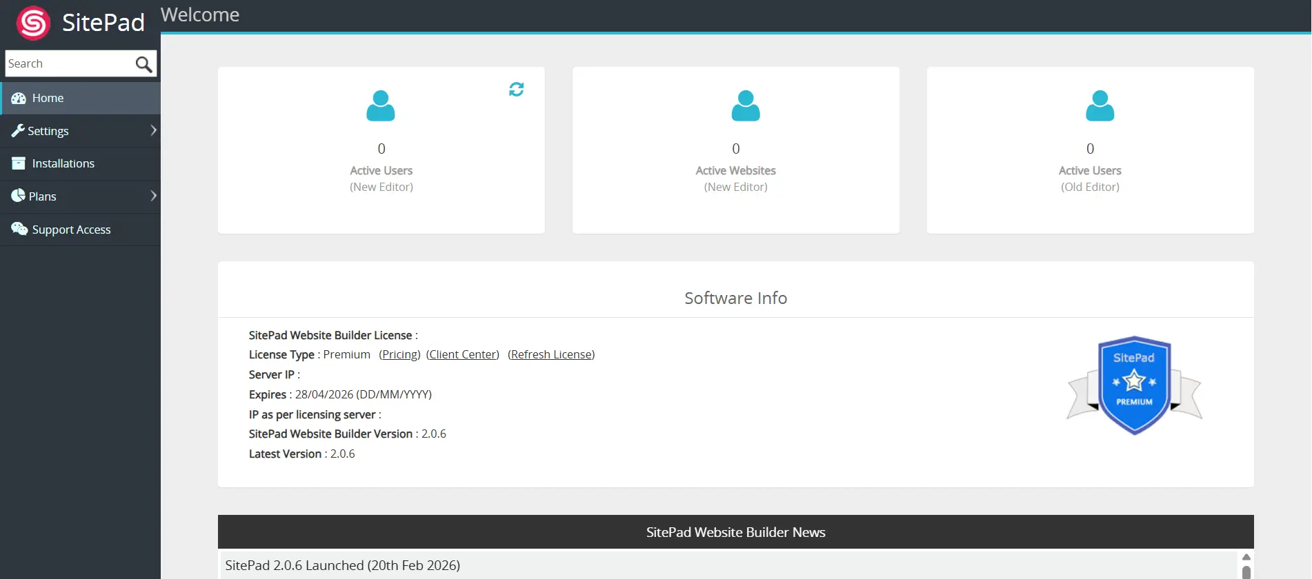 SitePad Website Builder in cPanel/WHM