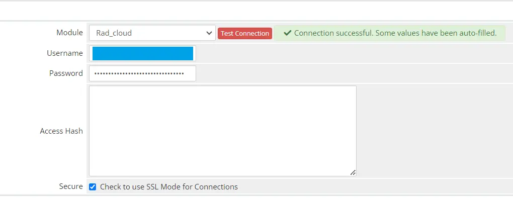 Verify using Test Connection