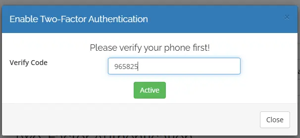 Verify with code received