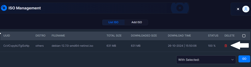 Delete ISO from VPS panel