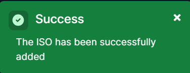 ISO Added Successfully Confirmation Message