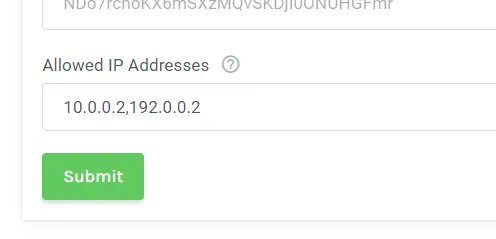 Whitelist IPs for API