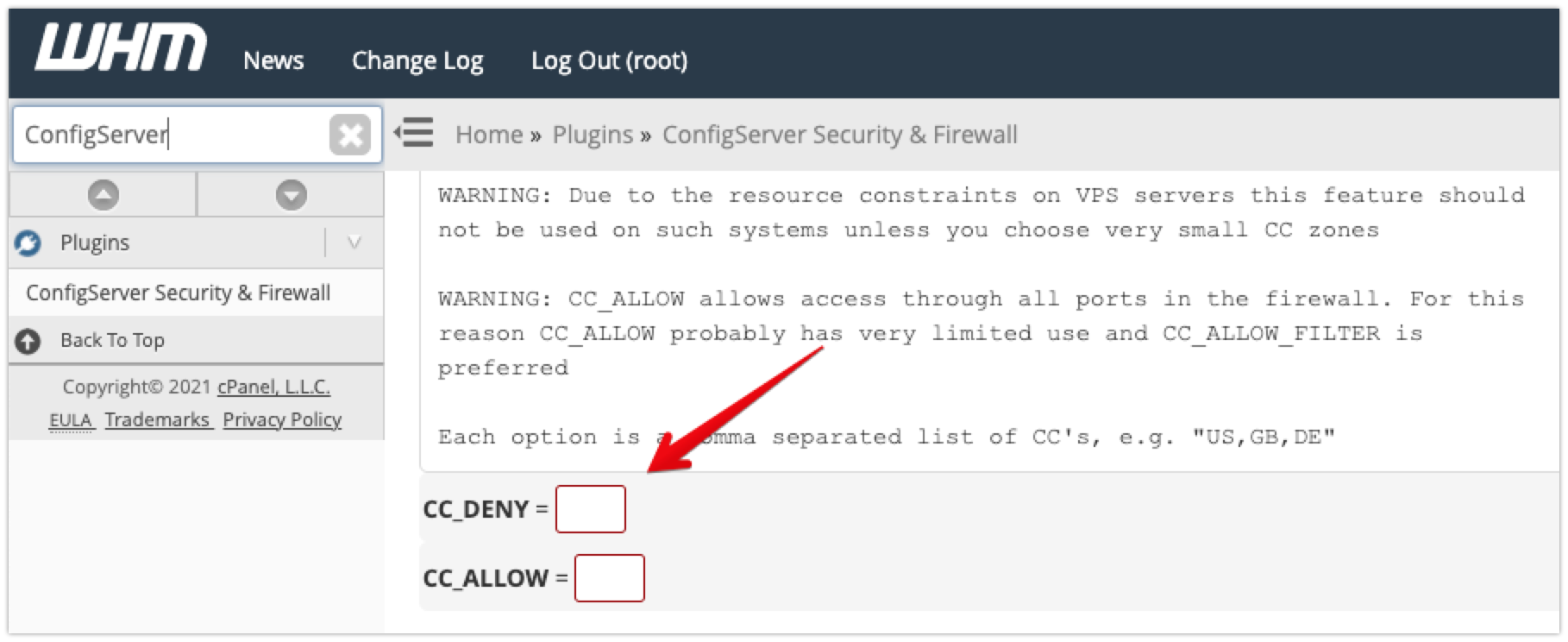 how to block countries using CSF Firewall in WHM