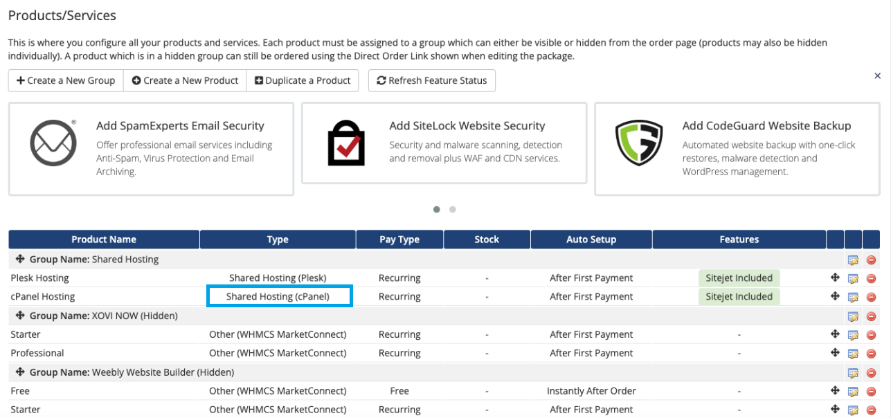 Manage Products and Services in WHMCS