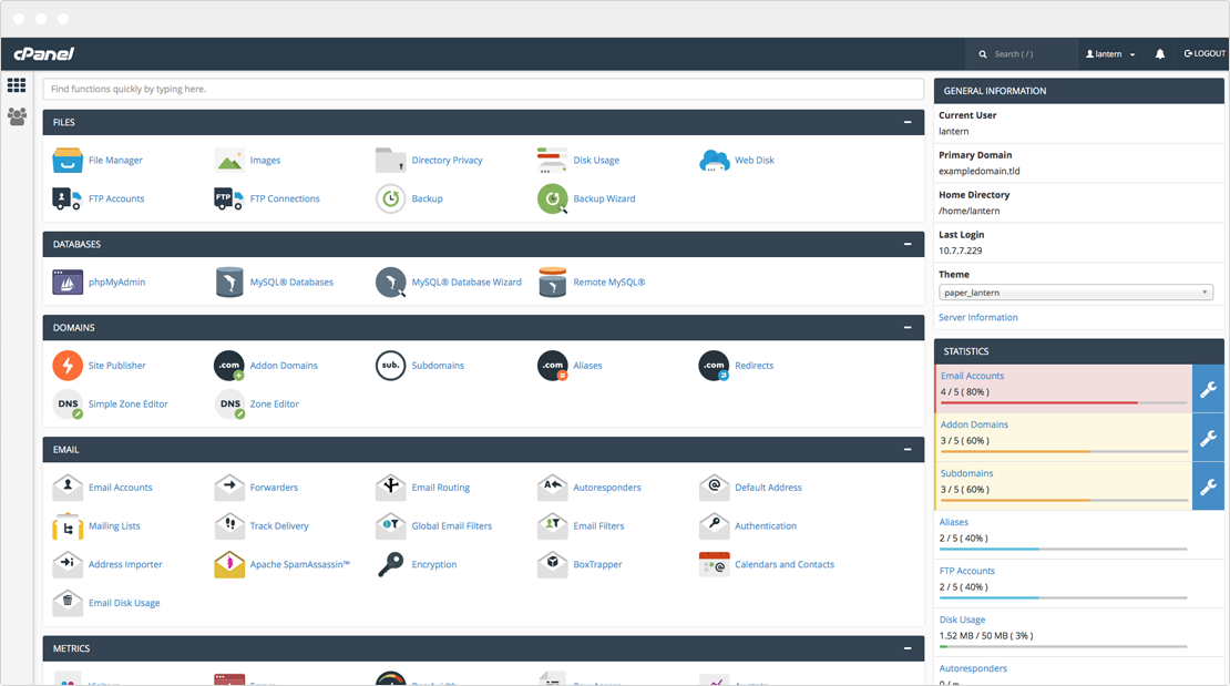 cPanel Dashboard